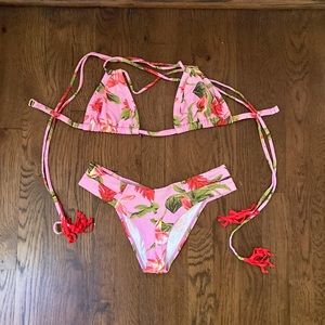 Montce pink floral bikini set
